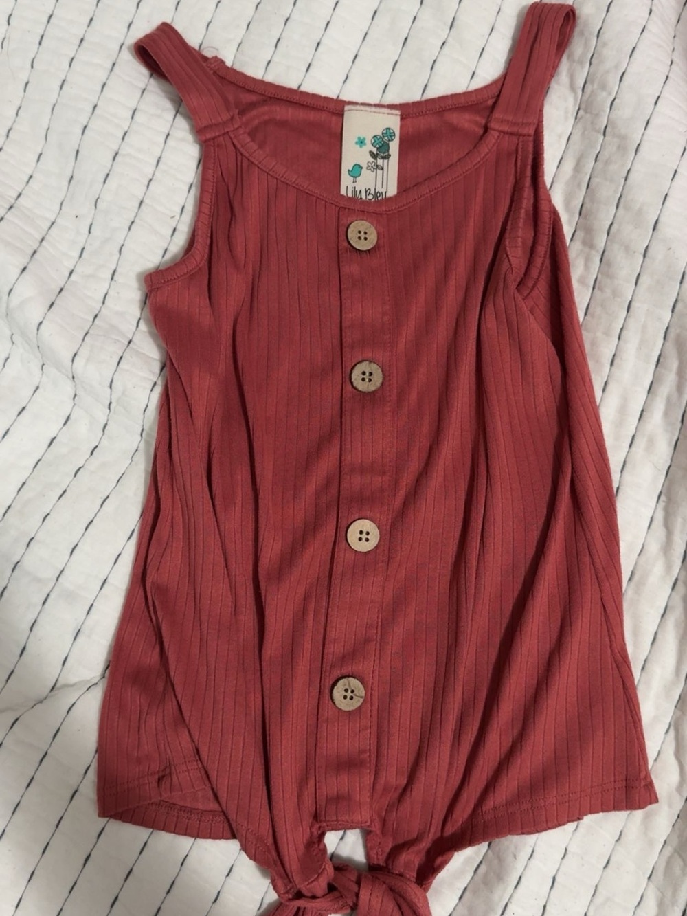 Lily Bleu Rust-Red Ribbed Button Tank